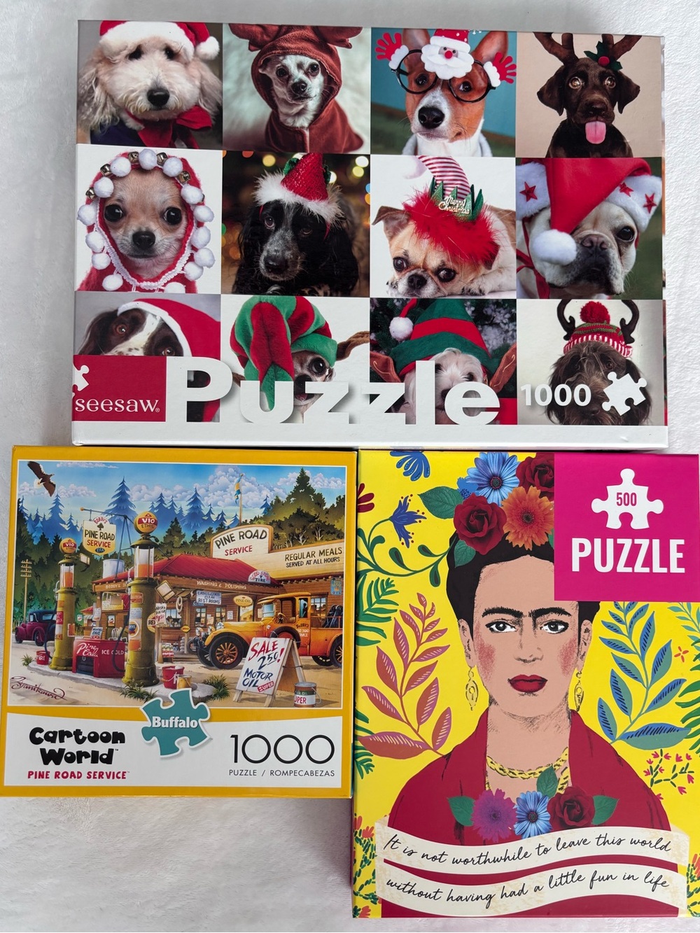 3 Jigsaw Puzzles, 2 are 1000 pieces each, 1 is 500 pieces--EUC